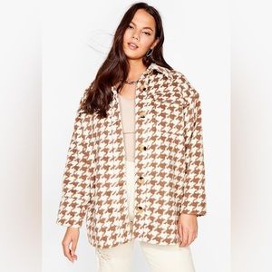 Nasty Gal Houndstooth Button Up Shacket
